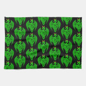 Groene Keltische Dragon Keukenhanddoek (Horizontaal)