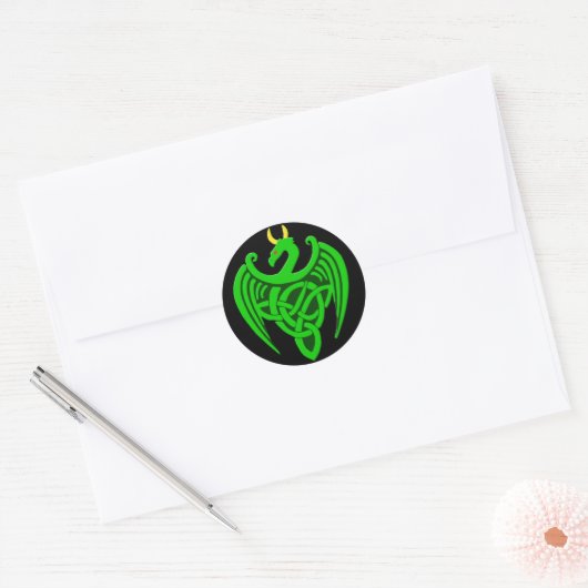 Groene Keltische Dragon Stickers (Envelop)