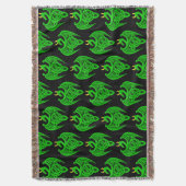 Groene Keltische Dragon Throw Blanket Deken (Voorkant Verticaal)