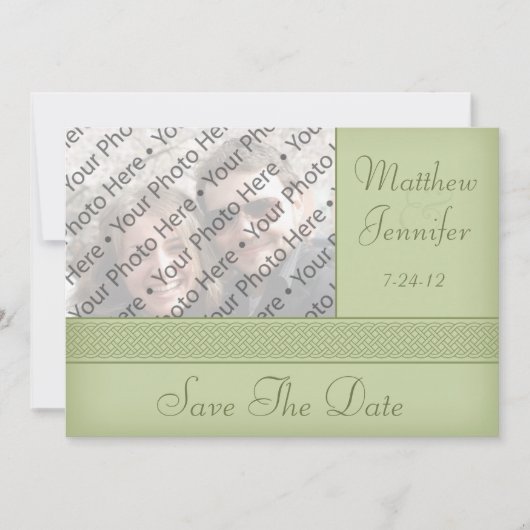 Groene Keltische Foto Save the Date Aankondiging (Voorkant)