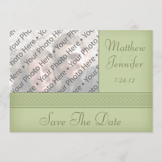 Groene Keltische Foto Save the Date Aankondiging (Voorkant)