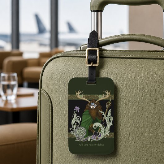 Groene Keltische Geweien Man Bagagelabel