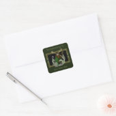 Groene Keltische Geweien Man Ex-libris Vierkante Sticker (Envelop)