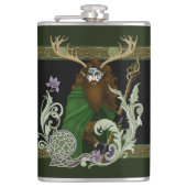 Groene Keltische Geweien Man  Heupfles (Voorkant)