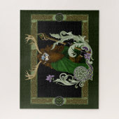 Groene Keltische Geweien Man Legpuzzel (Verticaal)