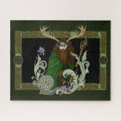 Groene Keltische Geweien Man Legpuzzel (Horizontaal)