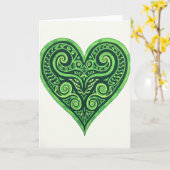 Groene Keltische Hart Kunstkaart Kaart (Gele Bloem)