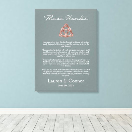 Groene Keltische Ierse bruiloft geloften Handfaste Canvas Afdruk (Insitu (Houten vloer))