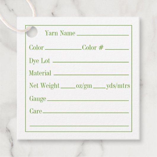 GROENE KELTISCHE KNOOP 2"Vierkante Garen Labels (Voorkant)