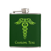 Groene Keltische Knoop Caduceus Heupfles (Voorkant)