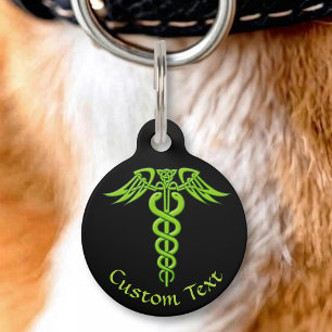 Groene Keltische Knoop Caduceus Huisdierpenning