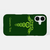 Groene Keltische Knoop Caduceus iPhone 16 Hoesje (Achterkant horizontaal)