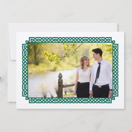 Groene Keltische Knoop Claddagh Bruiloft Save the  Date (Achterkant)