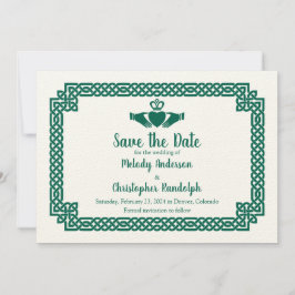 Groene Keltische Knoop Claddagh Bruiloft Save the  Date