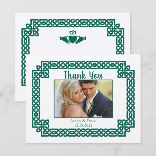 Groene Keltische knoop Claddagh Ierse bruiloft Dan (Voorkant / Achterkant)