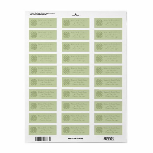 Groene Keltische knoop dunne envelop Adresetikette Etiket (Full Sheet)