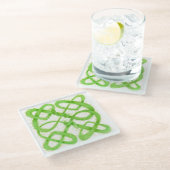 GROENE KELTISCHE KNOOP Glas Onderzetter (Schuin)