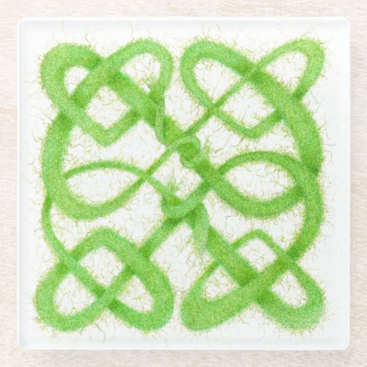 GROENE KELTISCHE KNOOP Glas Onderzetter (Voorkant)
