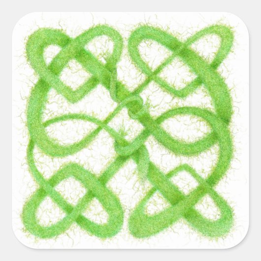GROENE KELTISCHE KNOOP Grote vierkante Stickers (Voorkant)