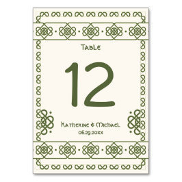 Groene Keltische Knoop Huwelijkstafel Nummers Kaart