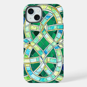 Groene Keltische Knoop Steen Mozaïek iPhone 15 Plus Case