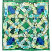 Groene Keltische Knoop Stone Mozaïek Douchegordijn (Voorkant)