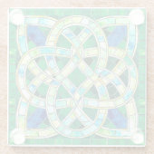 Groene Keltische Knoop Stone Mozaïek Glazen Onderzetter (Achterkant)