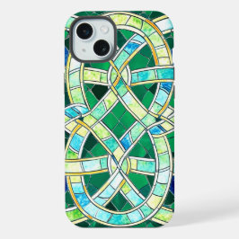 Groene Keltische Knoop Stone Mozaïek iPhone 15 Plus Case