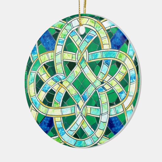 Groene Keltische Knoop Stone Mozaïek Keramisch Ornament (Links)