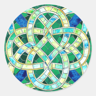 Groene Keltische Knoop Stone Mozaïek Ronde Sticker