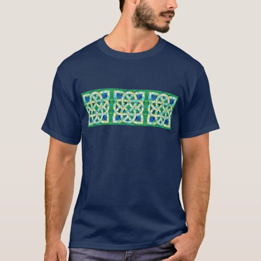 Groene Keltische Knoop Stone Mozaïek T-shirt (Voorkant)