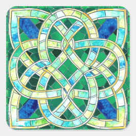 Groene Keltische Knoop Stone Mozaïek Vierkante Sticker