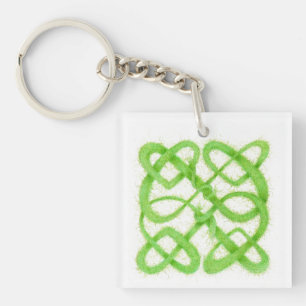 GROENE KELTISCHE KNOOP Vierkante Acryl Sleutelhang Sleutelhanger