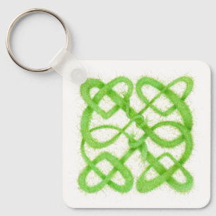 GROENE KELTISCHE KNOOP Vierkante aluminium sleutel Sleutelhanger