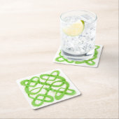 GROENE KELTISCHE KNOOP Vierkante Papier Onderzette Kartonnen Onderzetters (Insitu)