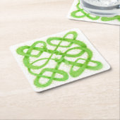 GROENE KELTISCHE KNOOP Vierkante Papier Onderzette Kartonnen Onderzetters (Schuin)