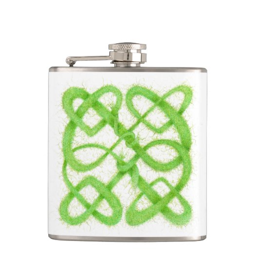 GROENE KELTISCHE KNOOP Vinyl Omwikkelde Fles Heupfles (Voorkant)