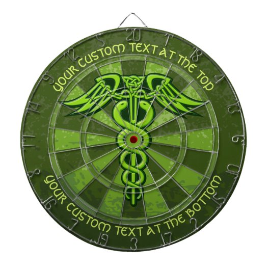 Groene Keltische Knot Caduceus met de Tekst van de Dartbord (Voorkant)