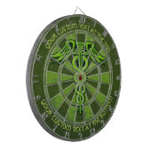 Groene Keltische Knot Caduceus met de Tekst van de Dartbord (Voorkant Links)