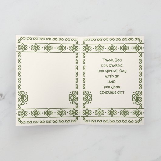 Groene Keltische Knots Trouwbedankkaart Bedankkaart (Binnen)