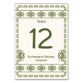 Groene Keltische Knots Trouwtafel Nummers Kaart (Achterkant)