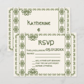 Groene Keltische Knots Wedding RSVP Kaarten (Voorkant / Achterkant)