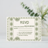 Groene Keltische Knots Wedding RSVP Kaarten Kaartje (Staand voorkant)
