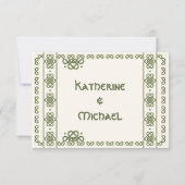 Groene Keltische Knots Wedding RSVP Kaarten Kaartje (Achterkant)