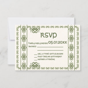 Groene Keltische Knots Wedding RSVP Kaarten Kaartje