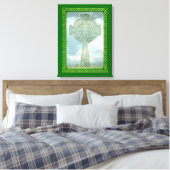 Groene Keltische kruis en wolken Canvas Afdruk (Insitu (Slaapkamer))