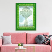 Groene Keltische kruis en wolken Canvas Afdruk (Insitu (Woonkamer))