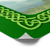 Groene Keltische kruis en wolken Poster (Hoek)