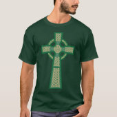 Groene Keltische Kruis Mannen Donkere T-shirt (Voorkant)