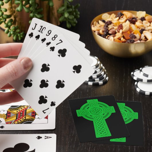 Groene Keltische Kruis Pokerkaarten (Insitu)